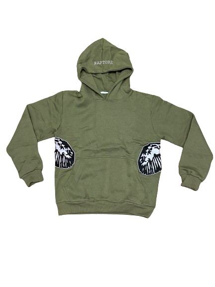 OLIVE GREEN RAPTORZ SIDE WINGS HOODIE