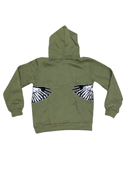 OLIVE GREEN RAPTORZ SIDE WINGS HOODIE