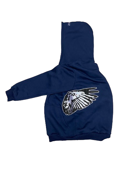 NAVY BLUE RAPTORZ SIDE WINGS HOODIE