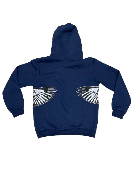 NAVY BLUE RAPTORZ SIDE WINGS HOODIE